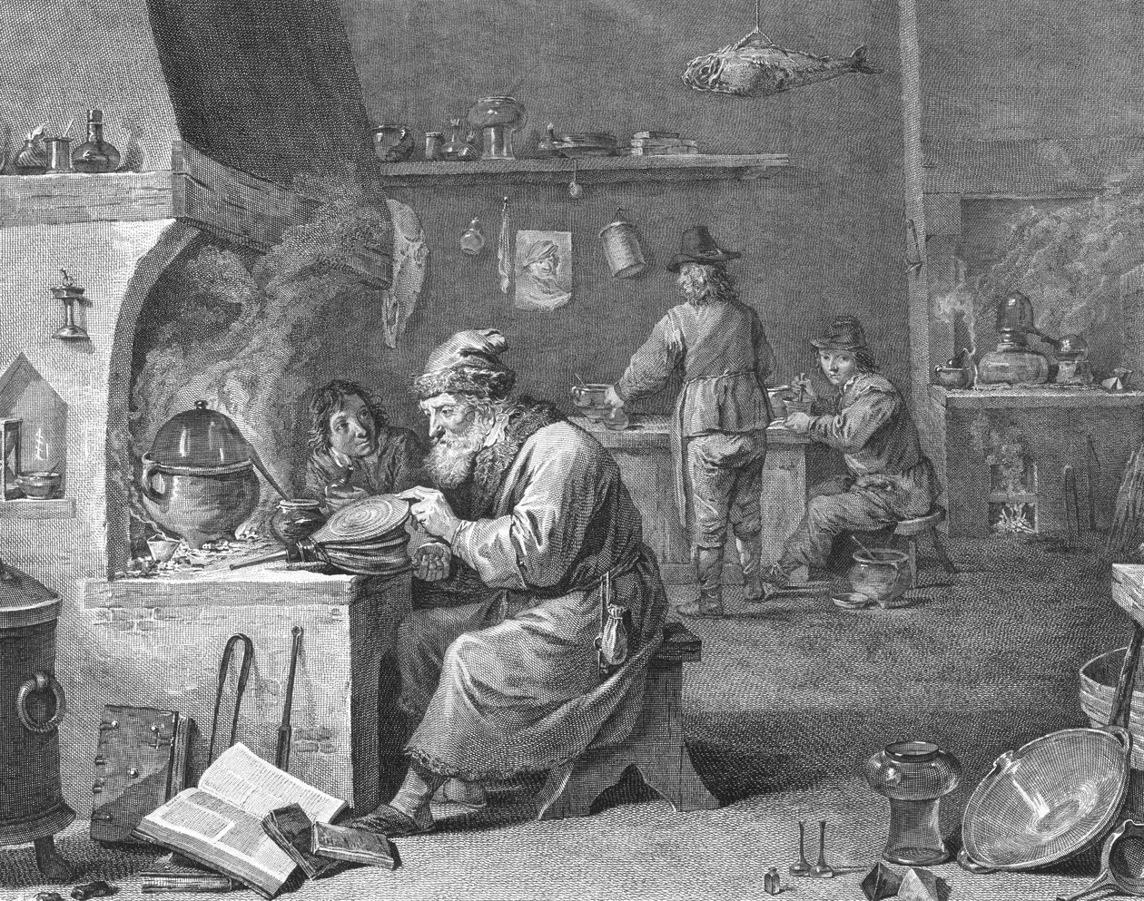 Egy alkimista laboratóriuma, 18. vagy 19. század alkotó: English School