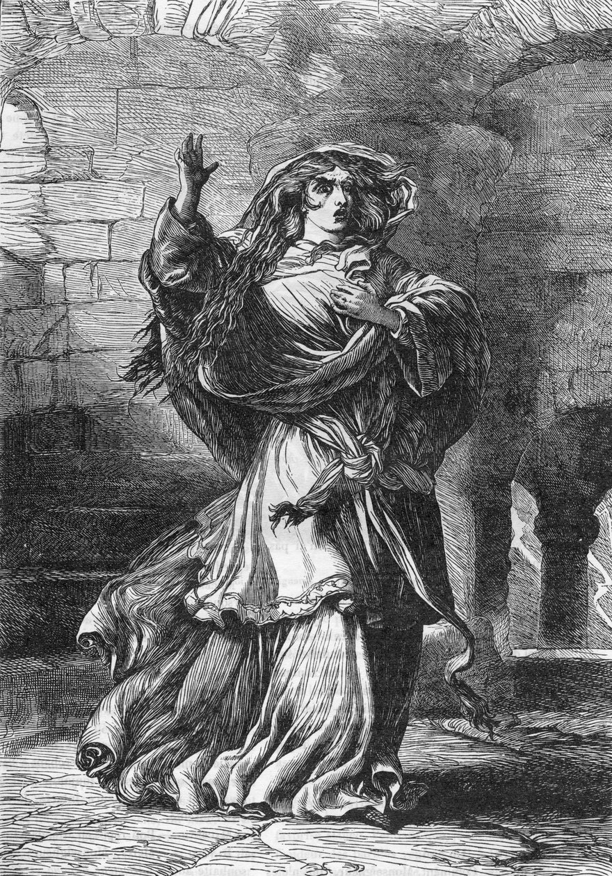 Lady Macbeth (II. felvonás) (Macbeth) – Illusztráció a „” Completes de William Shakespeare”-ben” 1866 – A kiadás illusztrációi és általános formája Cassell illusztrált Shakespeare-jéből származik, amely Londonban jelent meg. alkotó: English School