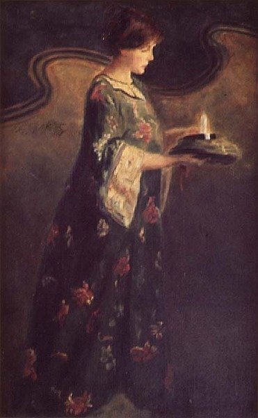 Hölgy gyertyával, 1890 körül alkotó: English School