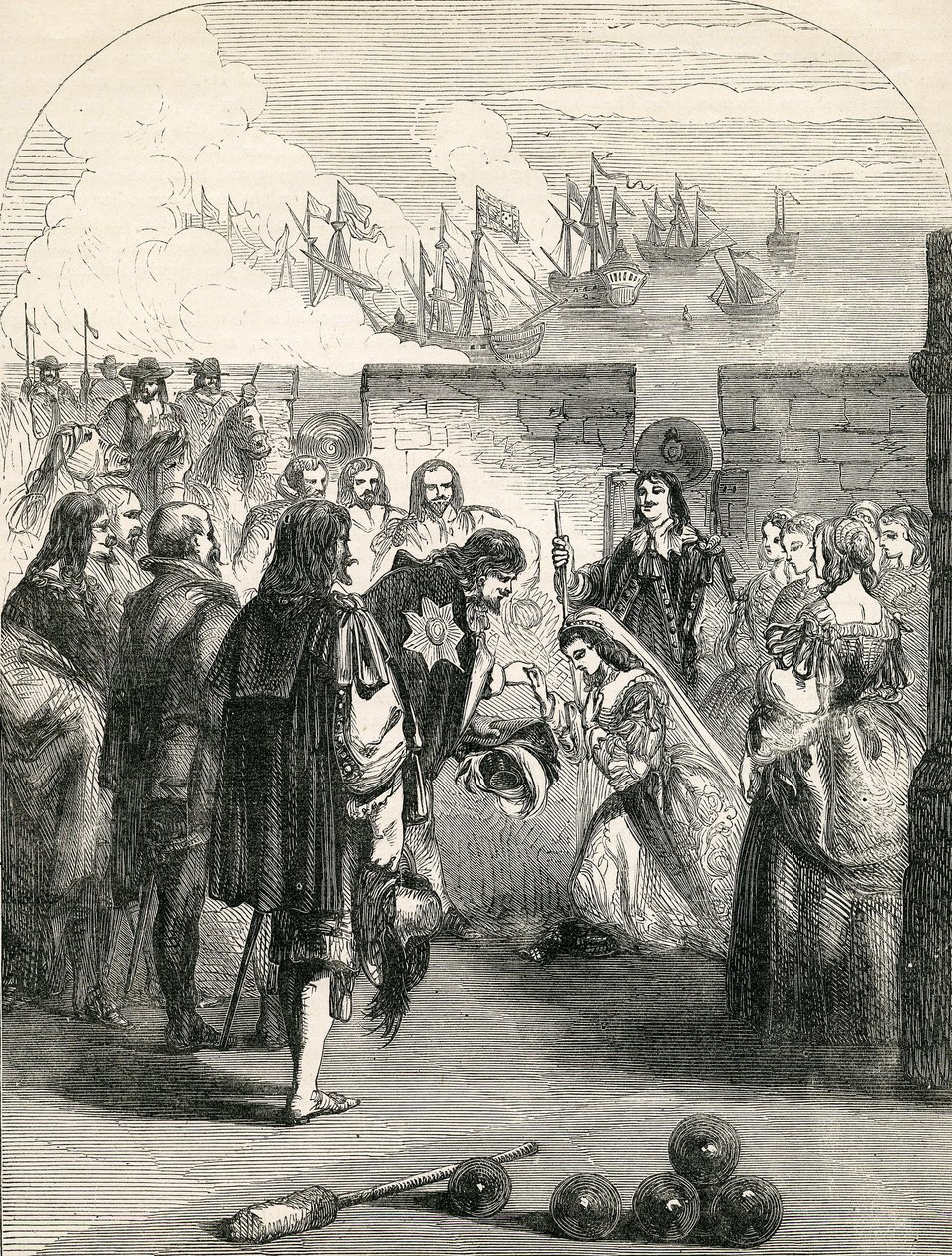Henrietta hercegnő partraszállása, az illusztráció a John Cassells Illustrated History of England-ből, 1857 alkotó: English School