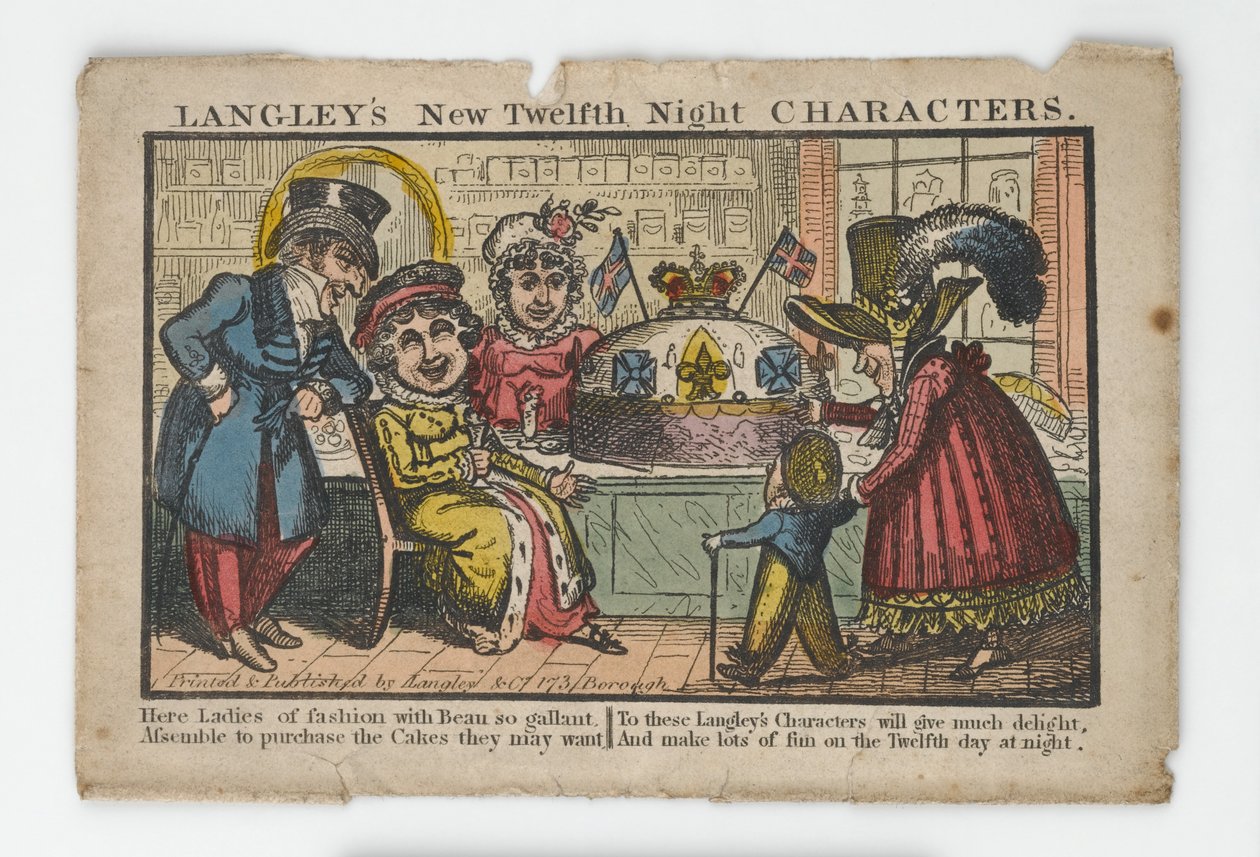Langleys New Twelfth Night Characters Envelope, 1818 (kézzel színezett metszet) alkotó: English School