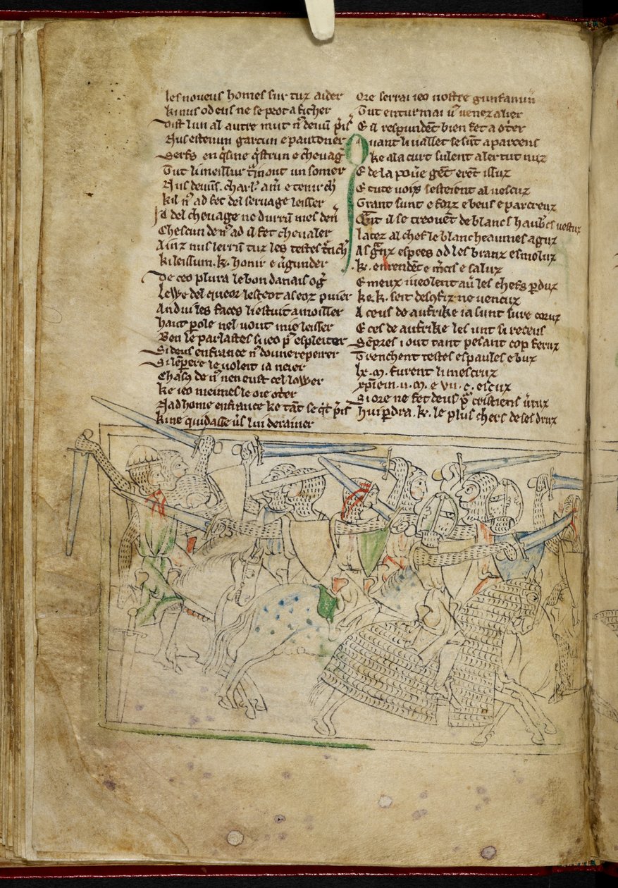 Lansdowne 782 f.26v Csata lovas lovagok között, "Chanson d