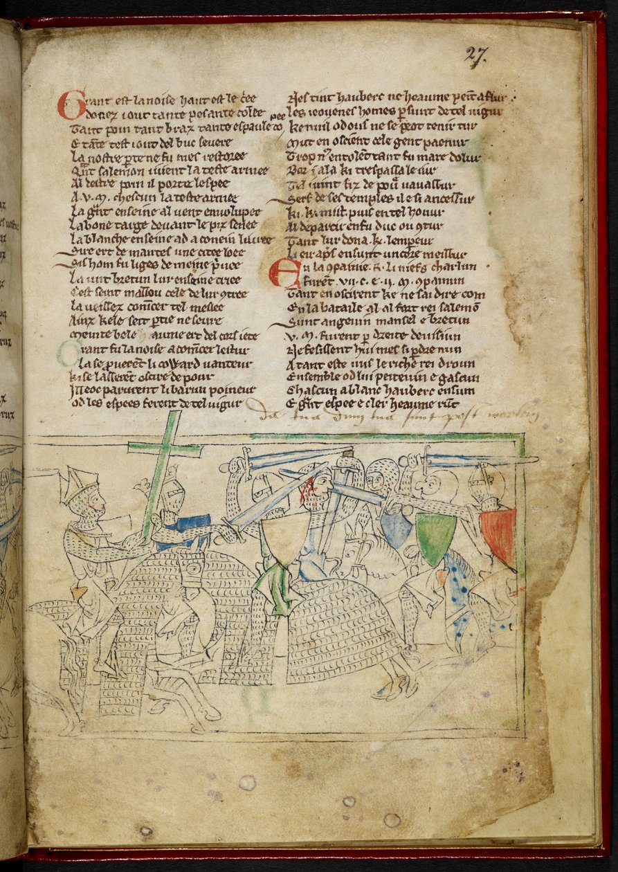 Lansdowne 782 f.27r Csata lovas lovagok között, 