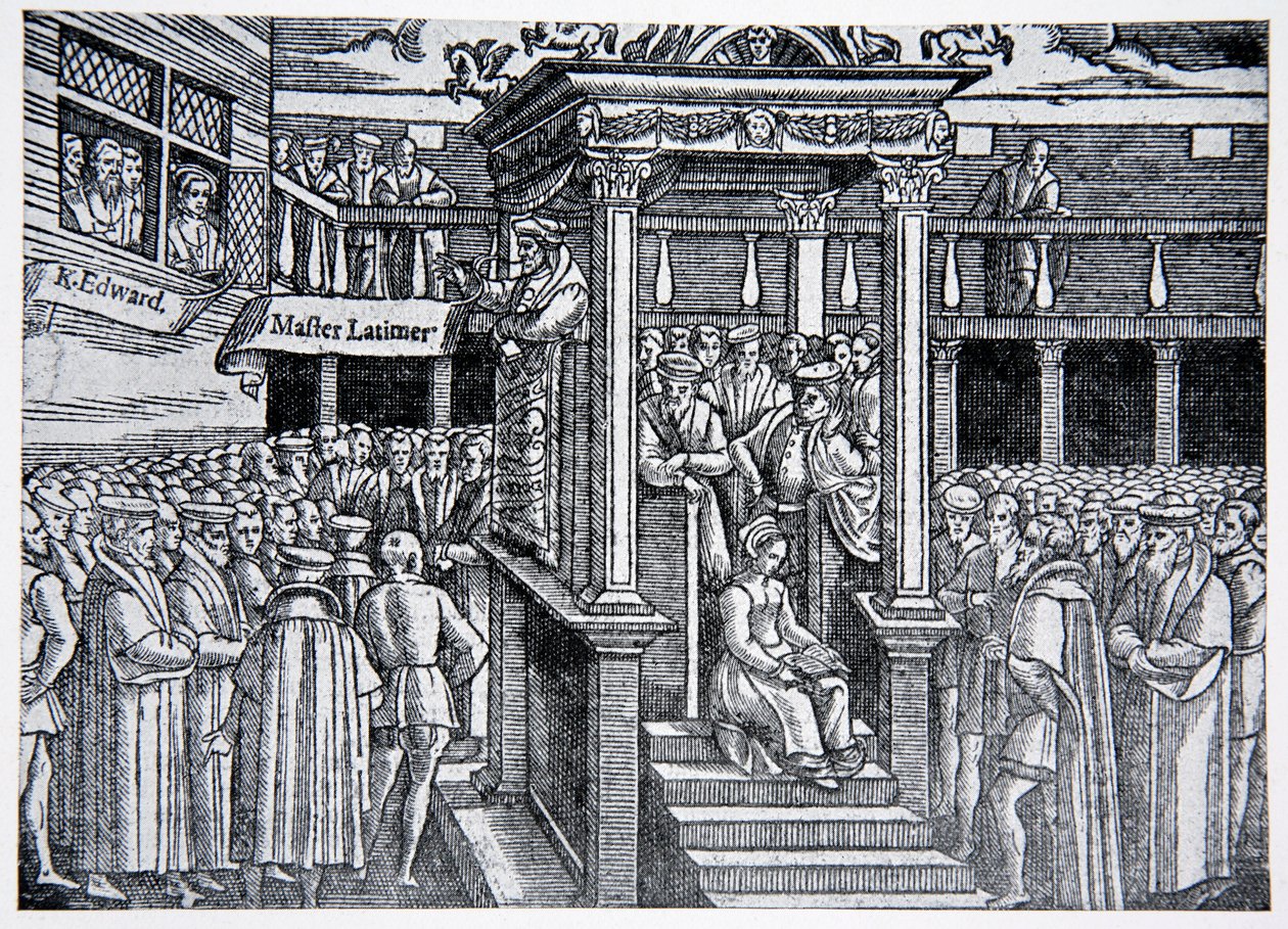 Latimer prédikál VI. Edward előtt, illusztráció a The History of the Nation-ből alkotó: English School