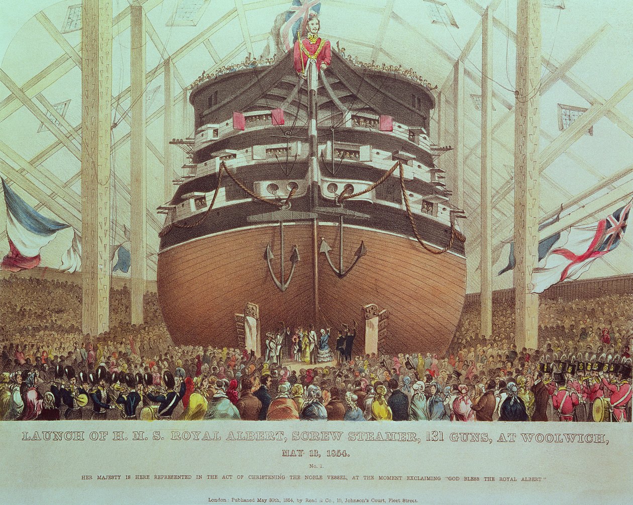 A H.M.S. Royal Albert, csavargőzös, 131 fegyver, Woolwichban, 1854. május 13. alkotó: English School