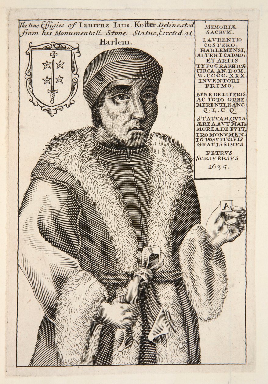 Laurenz Jans Koster, pub. 1683-as metszet. alkotó: English School