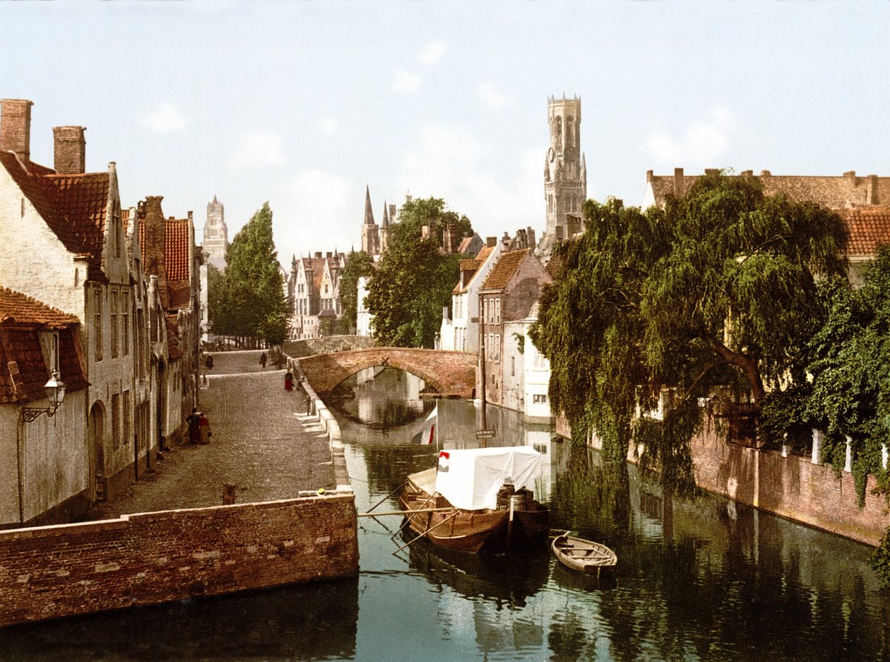 The Green Quay, Bruges (kézzel színezett fotó) alkotó: English School
