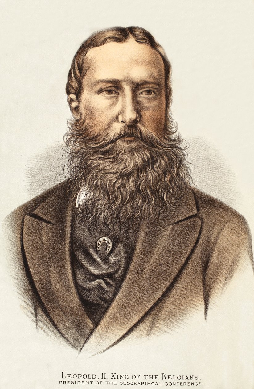 II. Lipót, a belgák királya, illusztráció a David Livingstone élete és felfedezései képi kiadásából, J. Ewing Richie, pub. A. Fullarton & Co., 1876 alkotó: English School