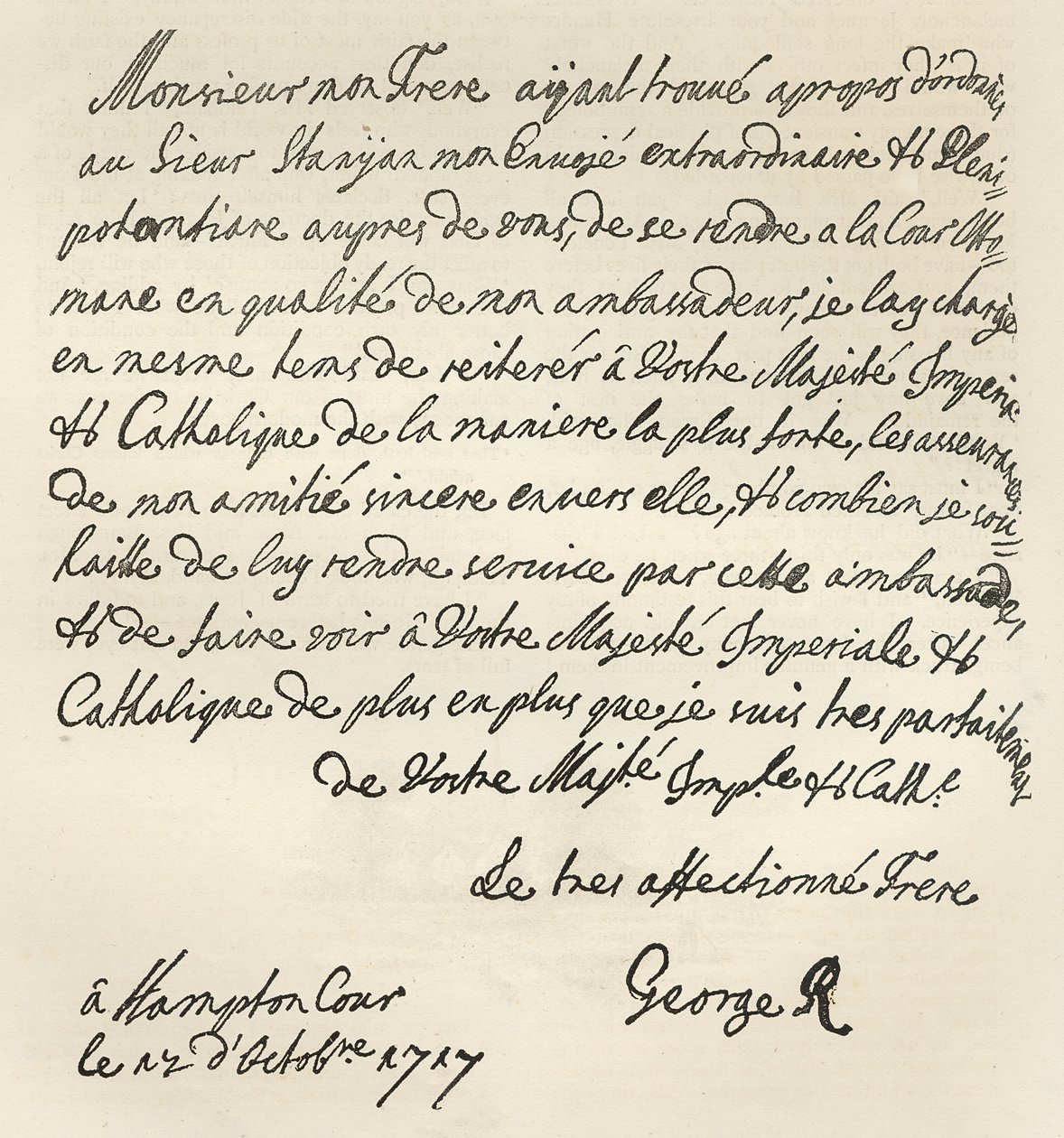 I. György levele VI. Károlyhoz, 1717, megjelent a „Leisure Hour”, 1891 alkotó: English School