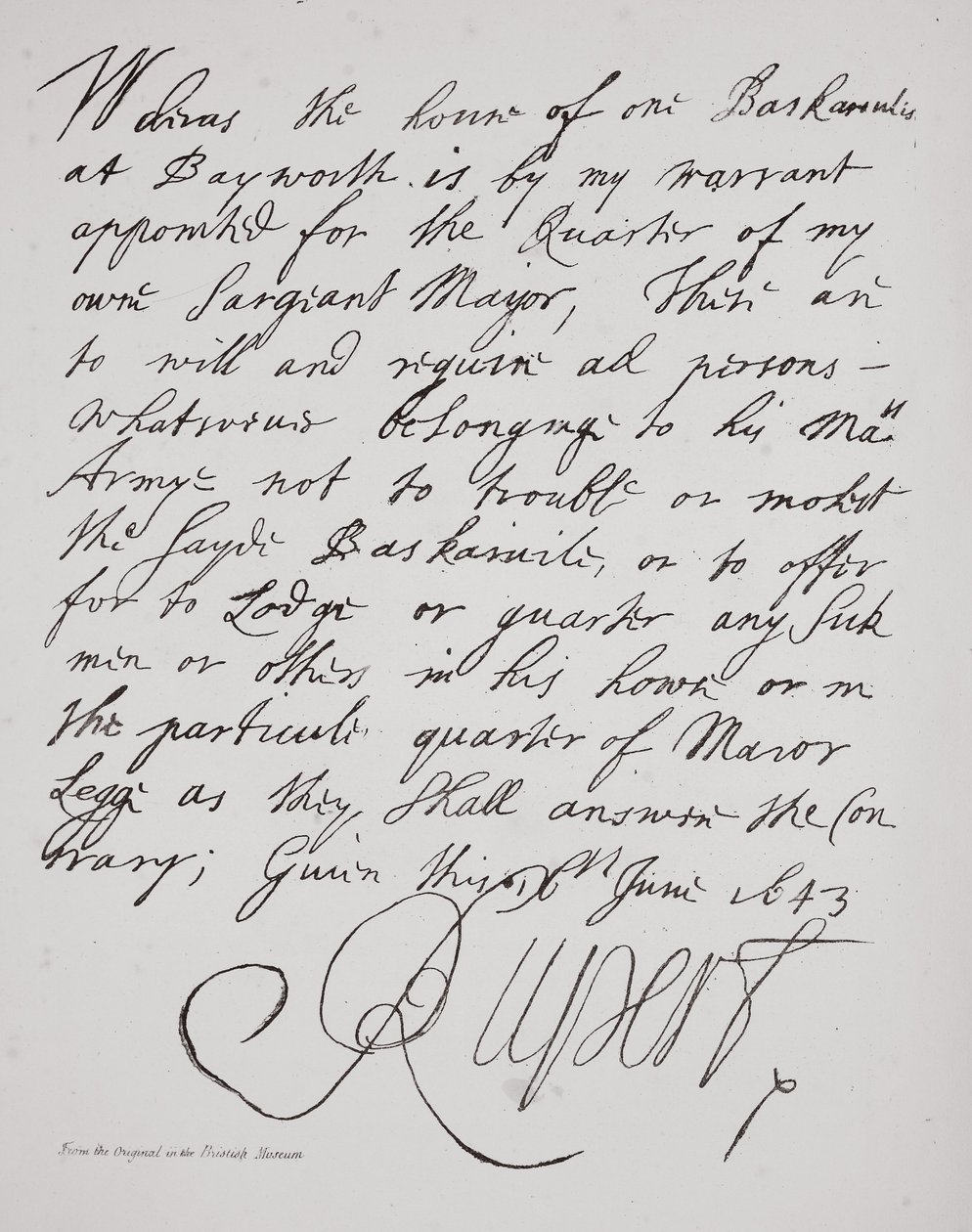 Rupert herceg levele, 1643. június alkotó: English School