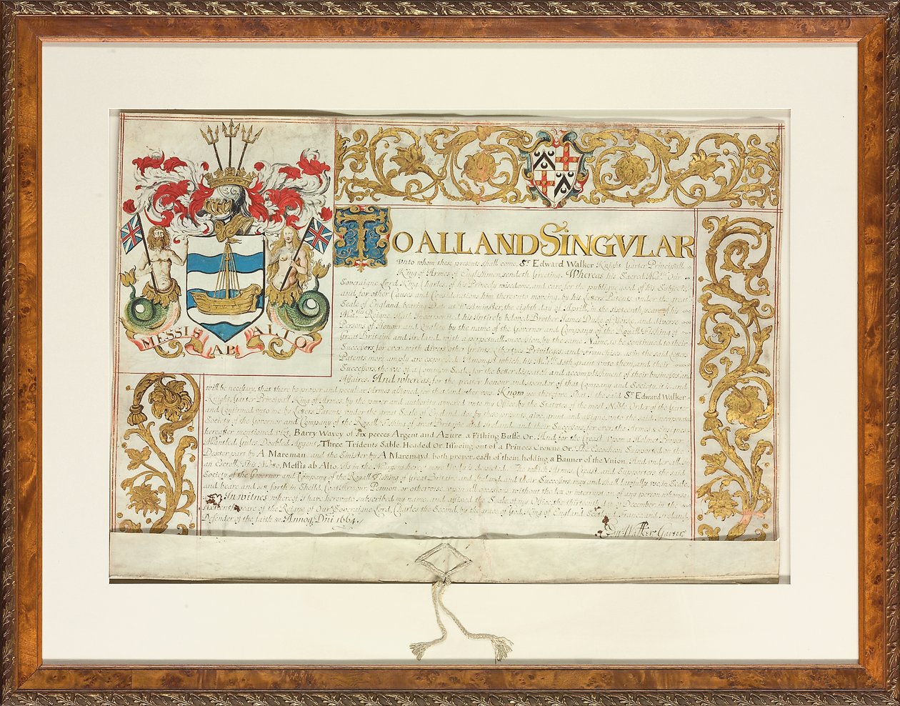 Sir Edward Walker, Harisnyatartó King of Arms által kiadott Letters szabadalom 1664. december 13-án alkotó: English School