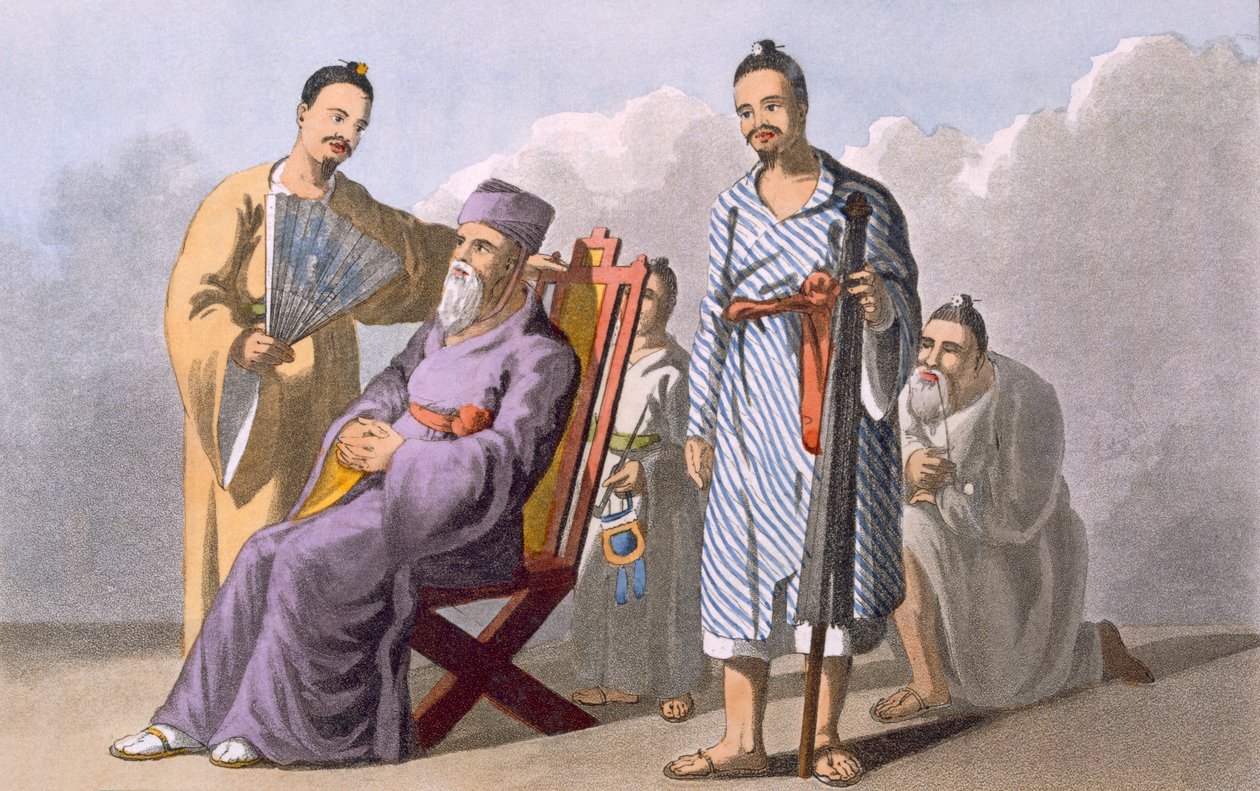 Lewchewan főnöke és kísérői, 1820 (színes akvatinta) alkotó: English School