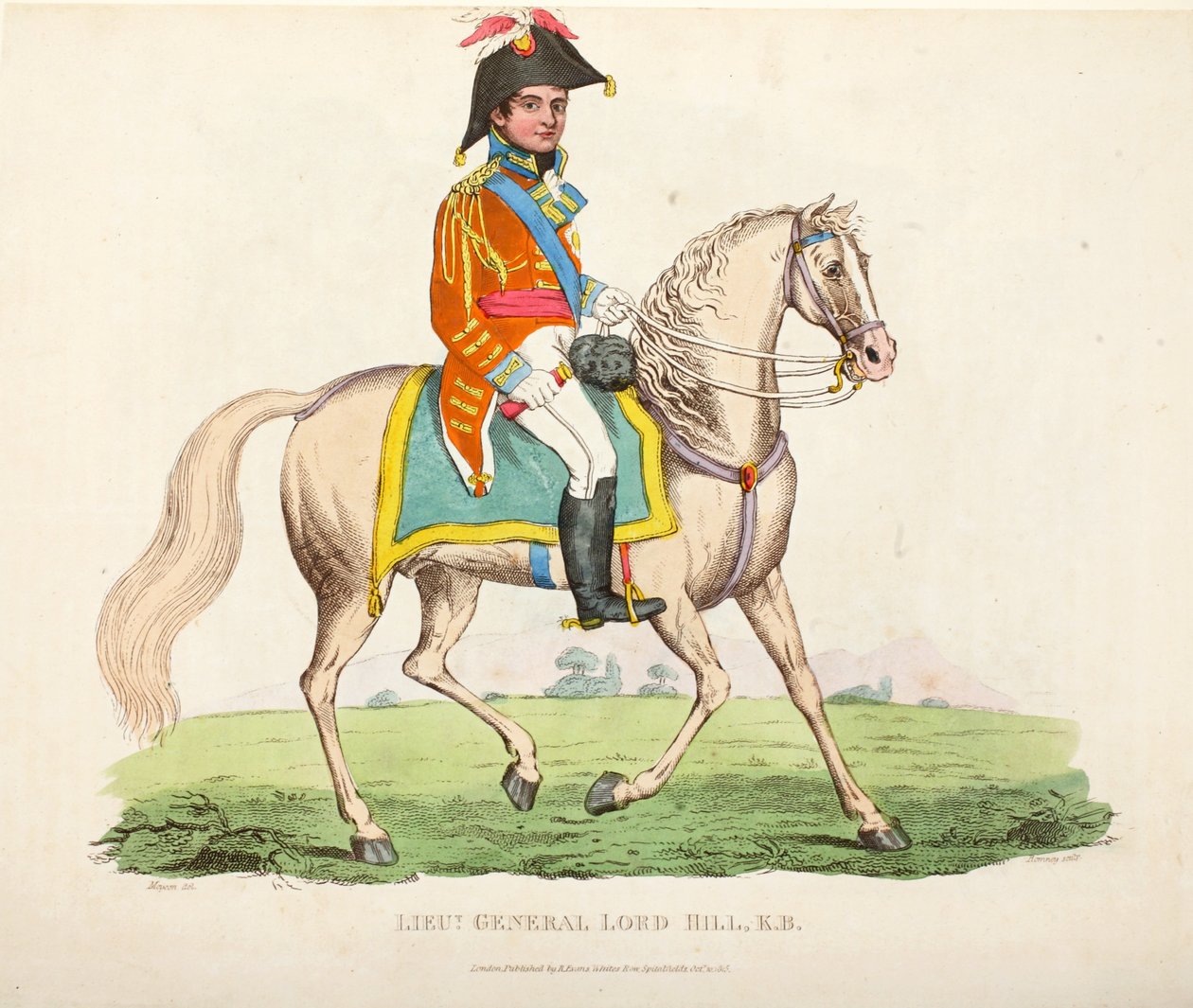 Lord Hill KB altábornagy, pub. Richard Evans, engr Romney, illusztráció a Waterloo-i csata történetéről, William Mudford, 1816 alkotó: English School