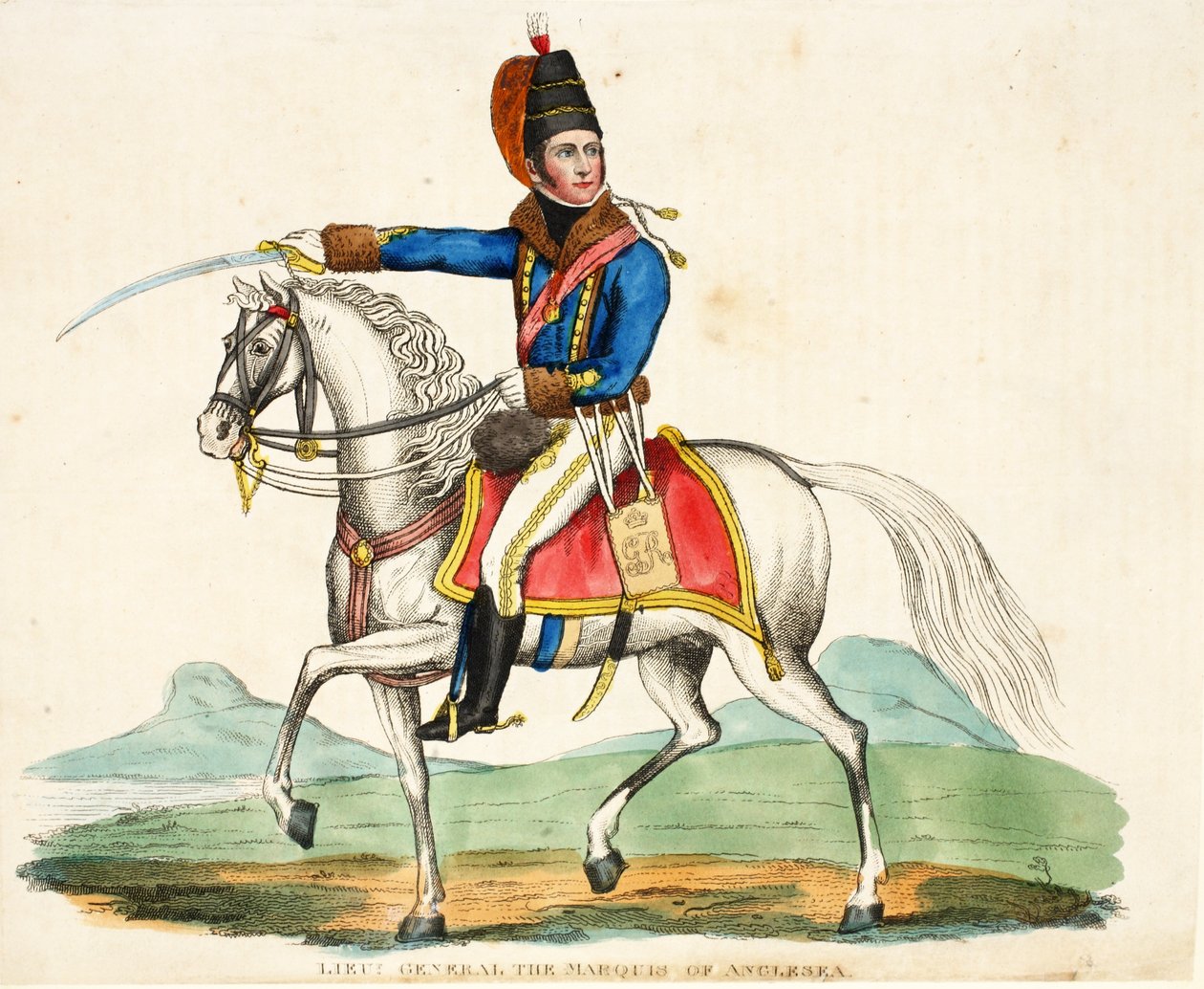 altábornagy The Marquis of Anglesea, pub. Richard Evans, engr Romney, illusztráció a Waterloo-i csata történetéről, William Mudford, 1816 alkotó: English School