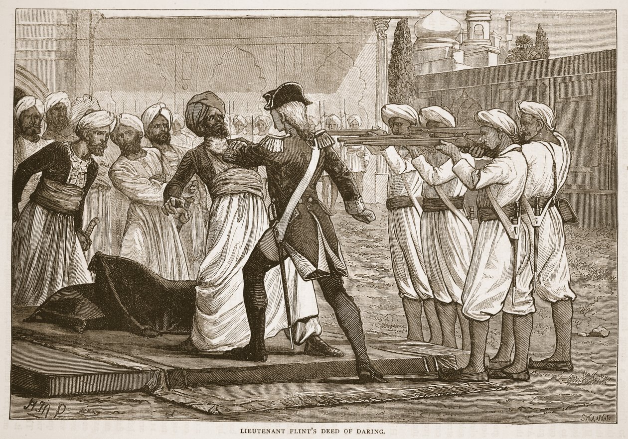 Flints hadnagy Merész tett, illusztráció a Cassells Illustrated History of India című könyvéből, James Grant, pub. 1879 alkotó: English School