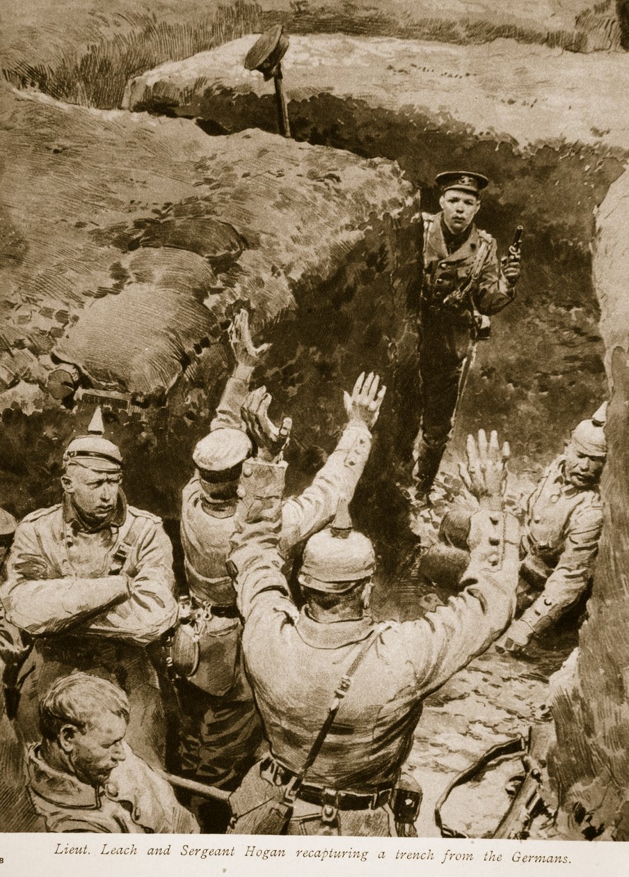 Leach hadnagy és Hogan őrmester visszafoglal egy árkot a németektől, 1914-1919 alkotó: English School