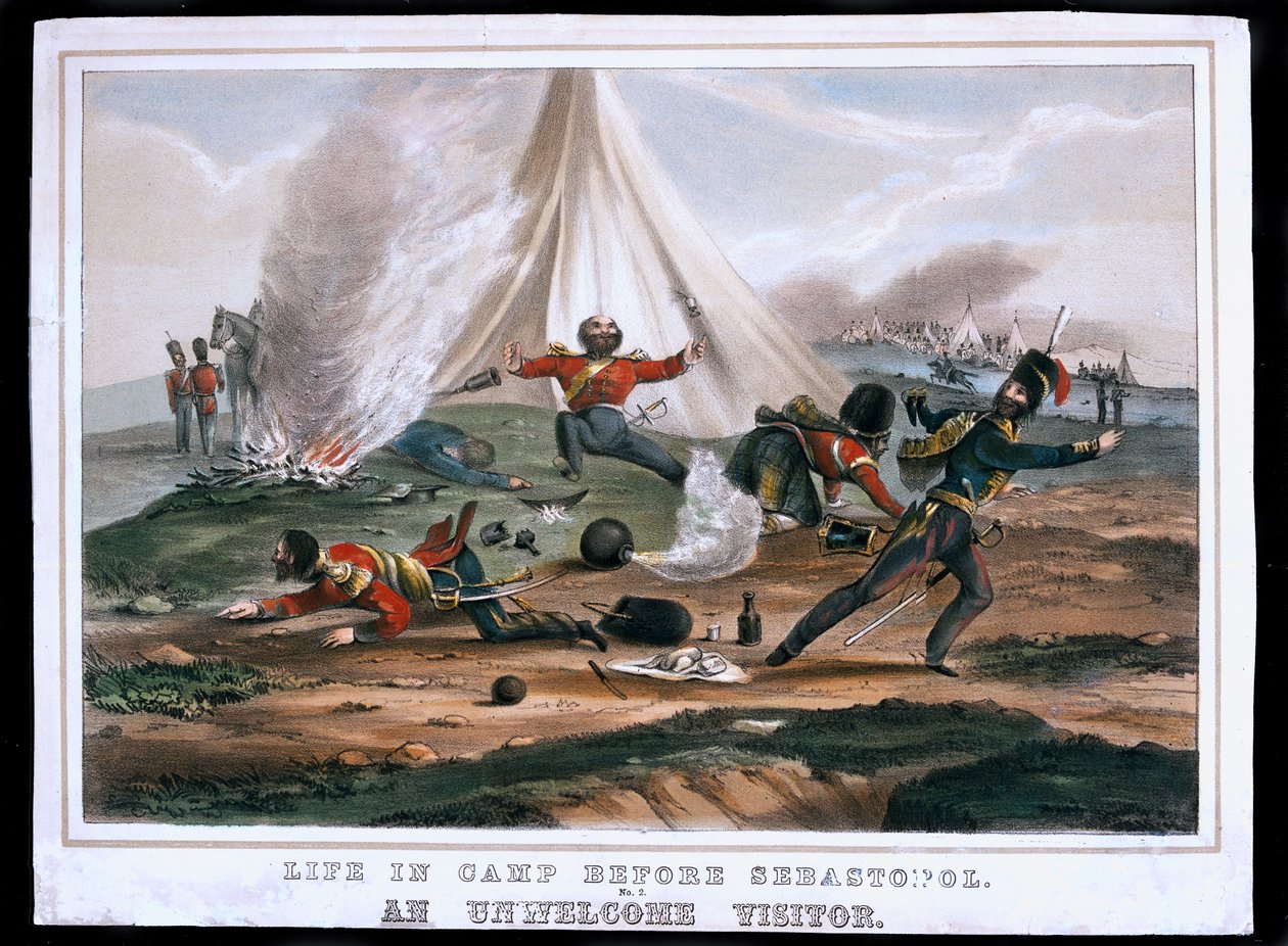 Élet a táborban Sebastopol előtt, 2. sz.: An Unwelcome Visitor, kiadó: Read and Company, 1854 alkotó: English School
