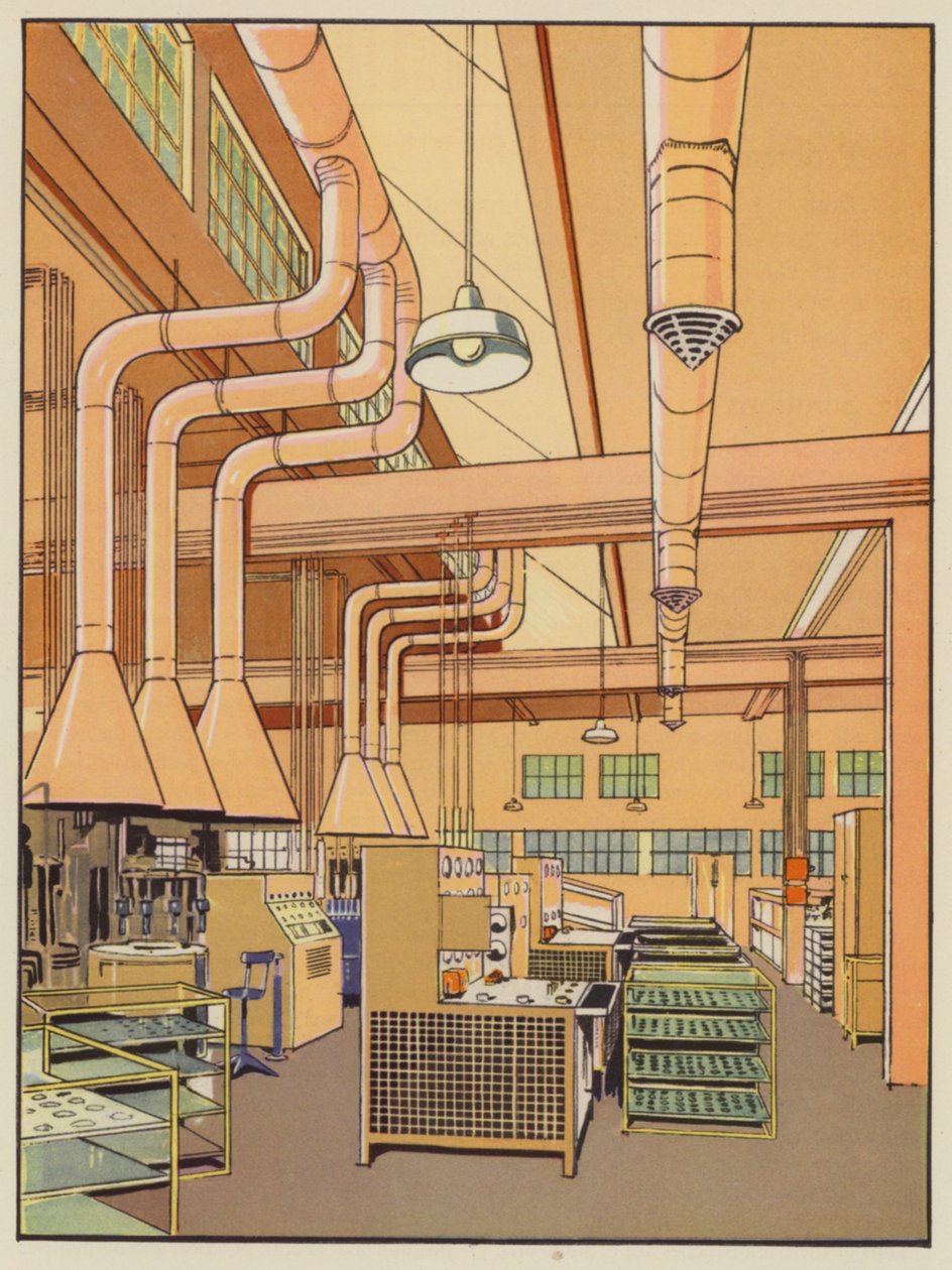 Könnyűipari gyár (színes litográfia) alkotó: English School