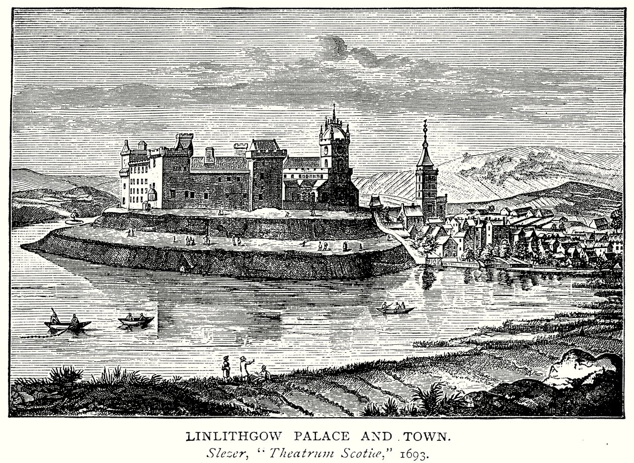 Linlithgow palota és város (metszet) alkotó: English School