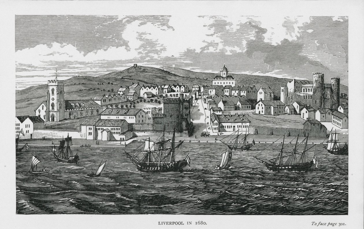 Liverpool 1680-ban (metszet) alkotó: English School