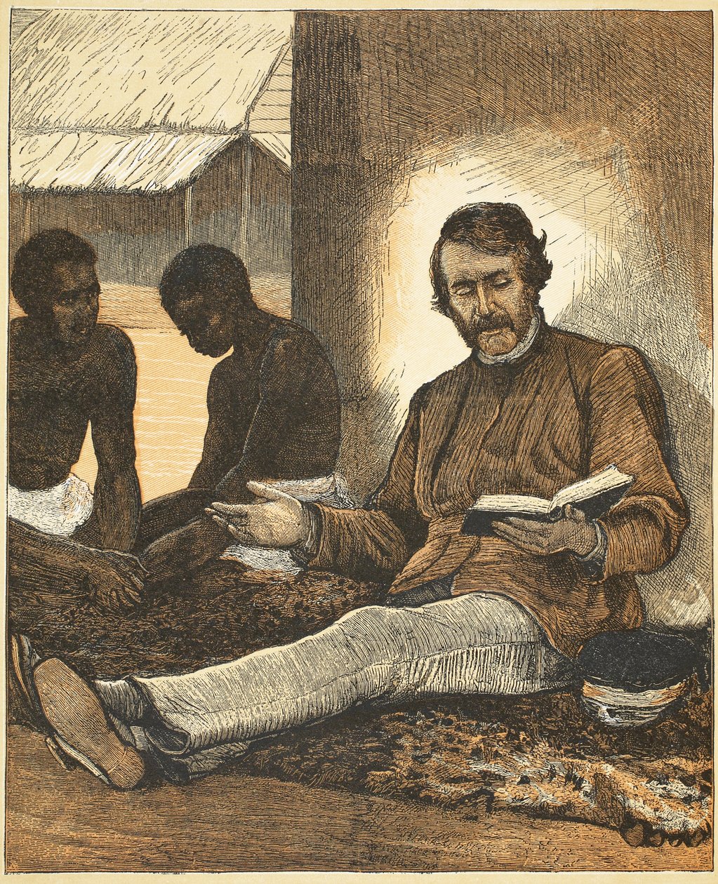 Livingstone, illusztráció a The Pitorial Edition of the Life and Discoveries of David Livingstone-ból, J. Ewing Richie, pub. A. Fullarton & Co., 1876 alkotó: English School