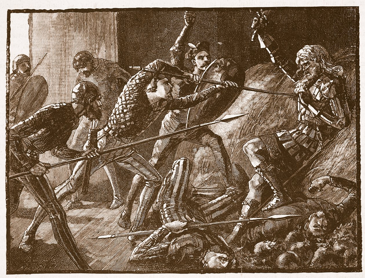 Llewelyns utolsó meccse, illusztráció a Cassells Illustrated History of Englandből (szépia fotó) alkotó: English School