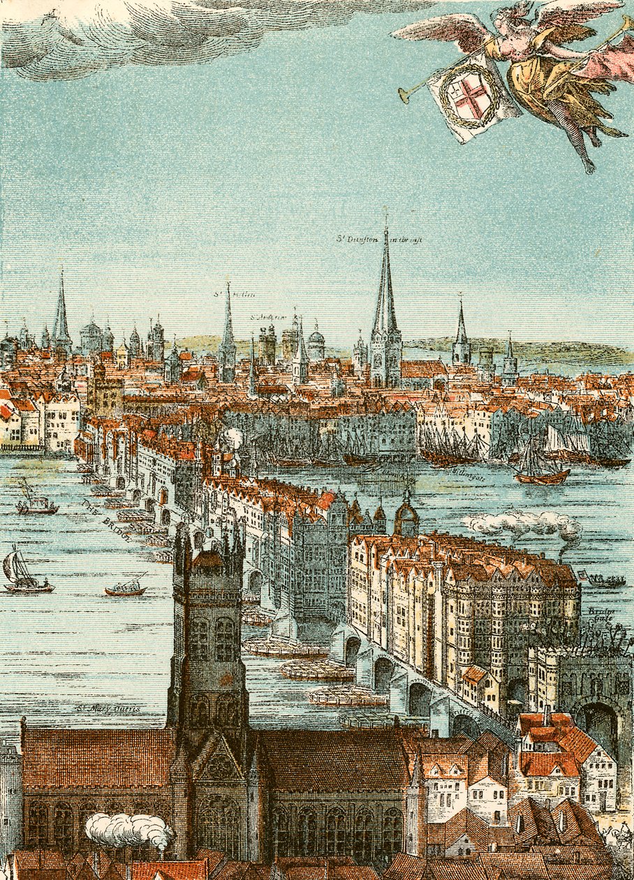 London Bridge (színes metszet) alkotó: English School