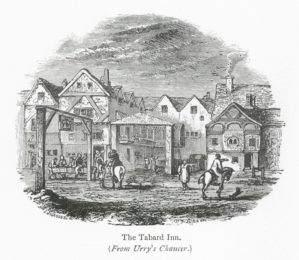 Londoni klubok: The Tabard Inn (metszet) alkotó: English School