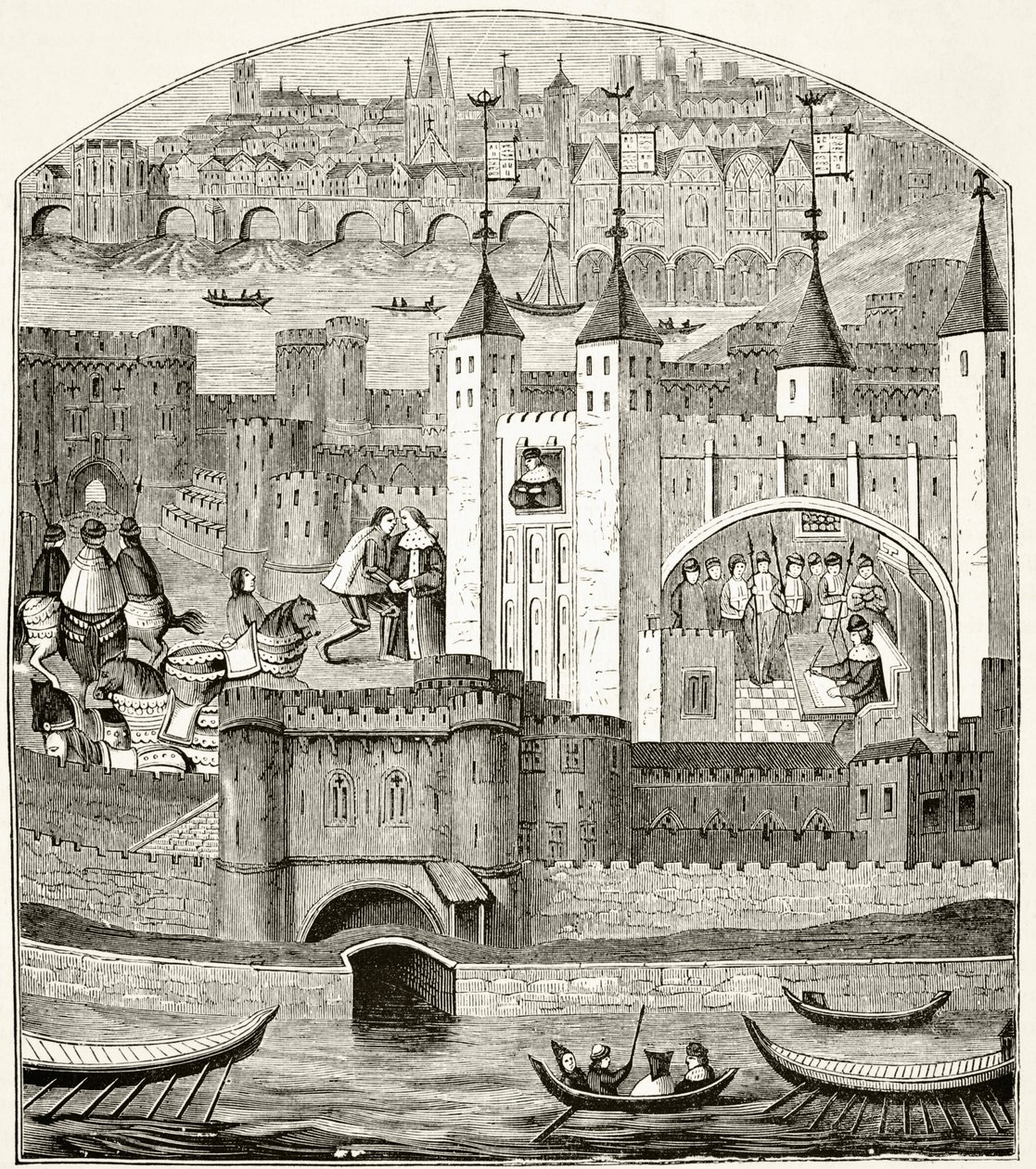 London és a londoni Tower a 15. században William Hickman Smith Aubrey (1858-1916) „Anglia nemzeti és hazai története” című művéből, London, 1890 körül. alkotó: English School