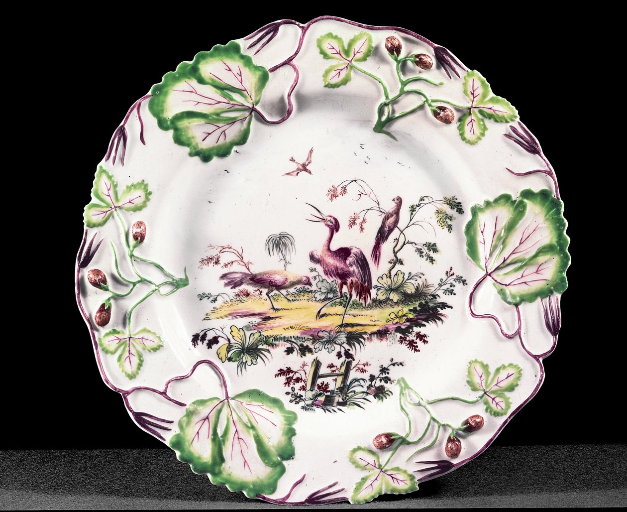 Longton Hall tányér, eperrel formázva, 1749-60 (porcelán) alkotó: English School