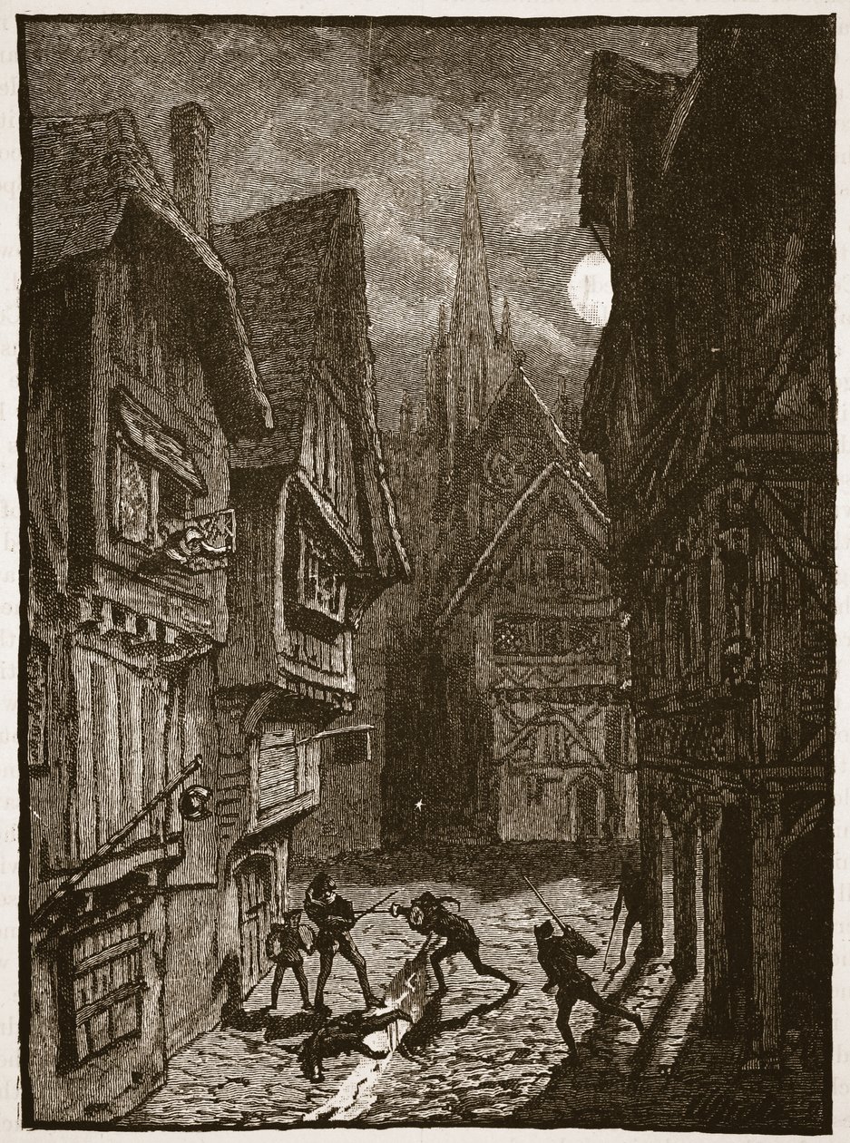 Lord Gray és követői megtámadják Southampton grófját, illusztráció a Cassells Illustrated History of Englandből (szépia fotó) alkotó: English School