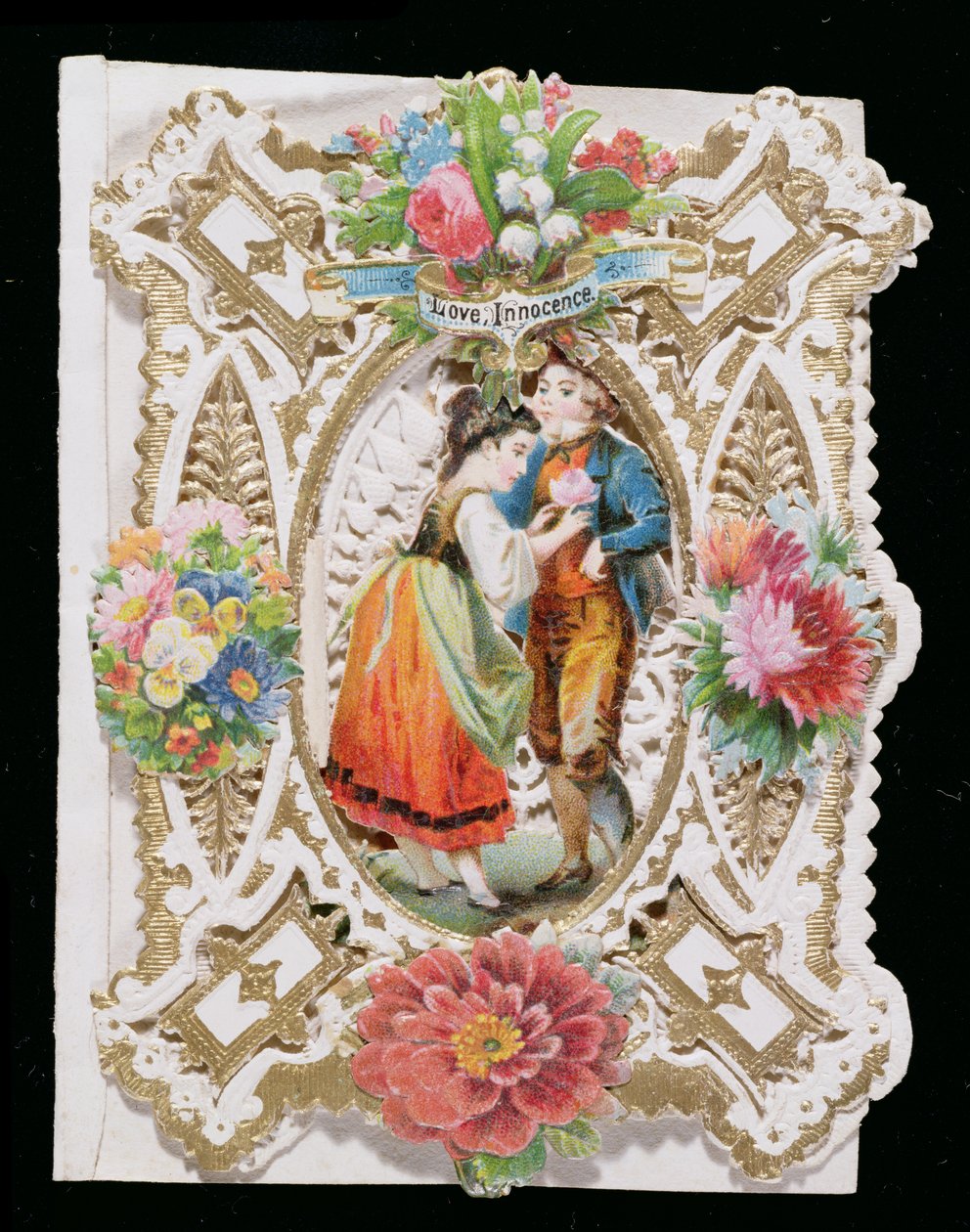 Szerelem, ártatlanság, Valentin-kártya, 1870 körül (színes litho papíron) alkotó: English School