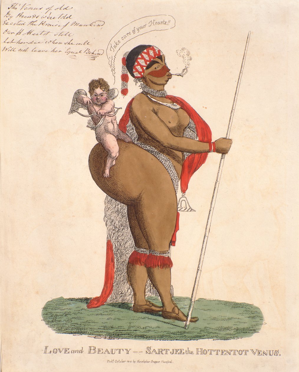Szerelem és szépség - Sartjee, a hottentotta Vénusz, 1810 (kézzel színezett metszet) alkotó: English School