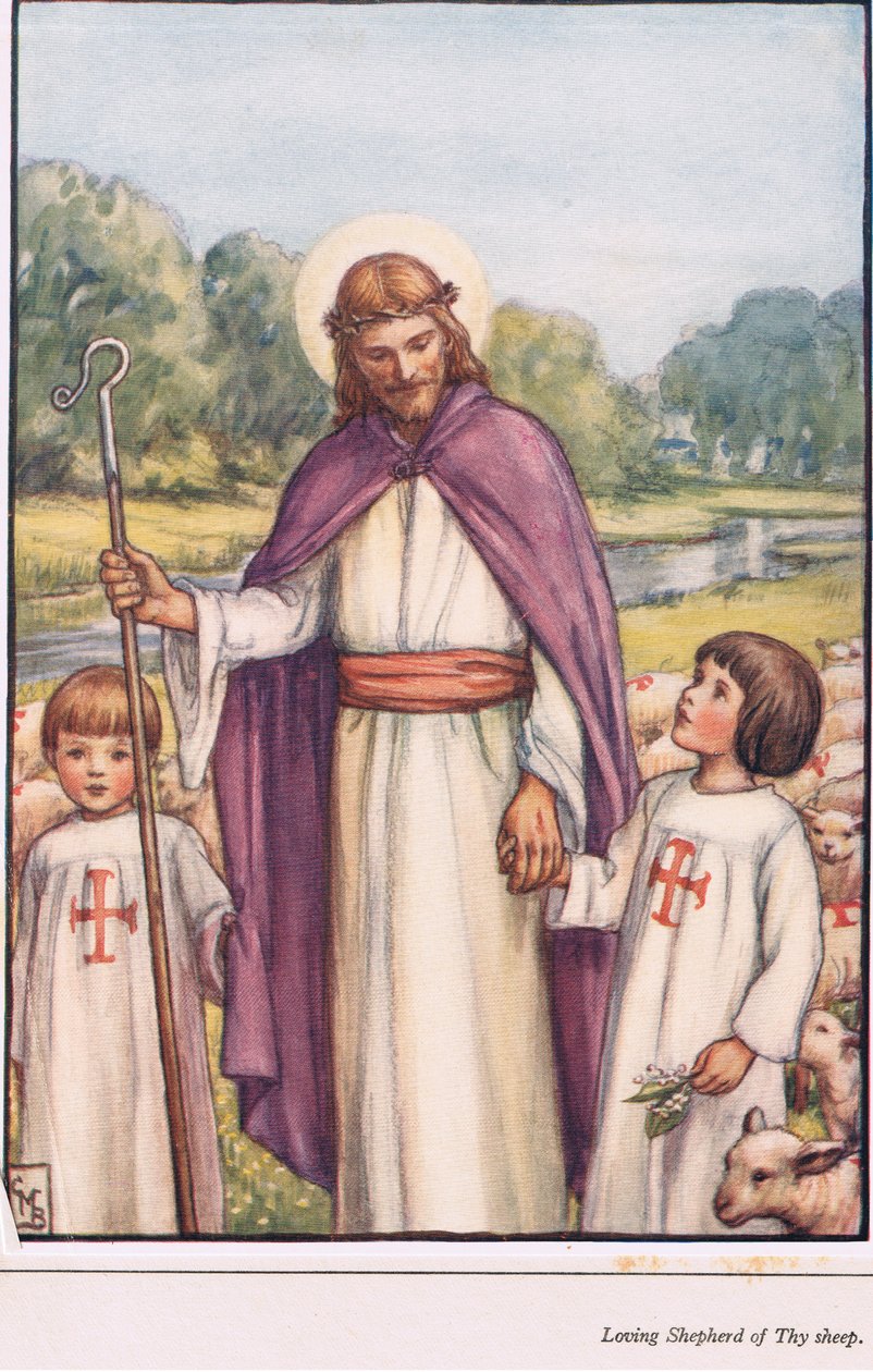 A te bárányaid szerető pásztora, illusztráció a Himnuszok gyermekkönyvéből, 1929 alkotó: English School