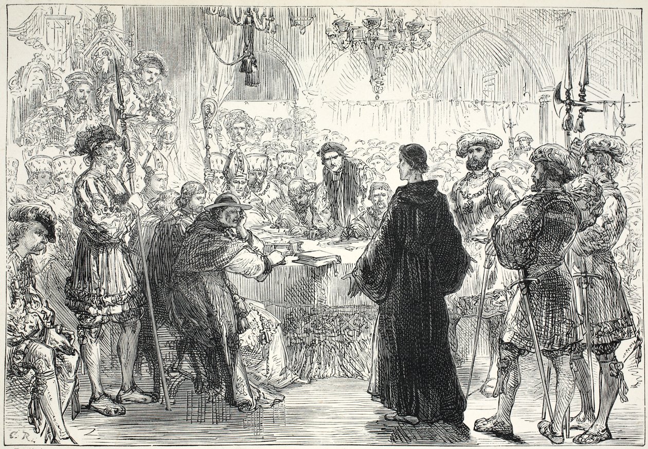 Luther a wormsi diéta előtt, illusztráció: James Aitken Wylie (1808-1890) A protestantizmus története című könyvéből, pub. 1878 alkotó: English School