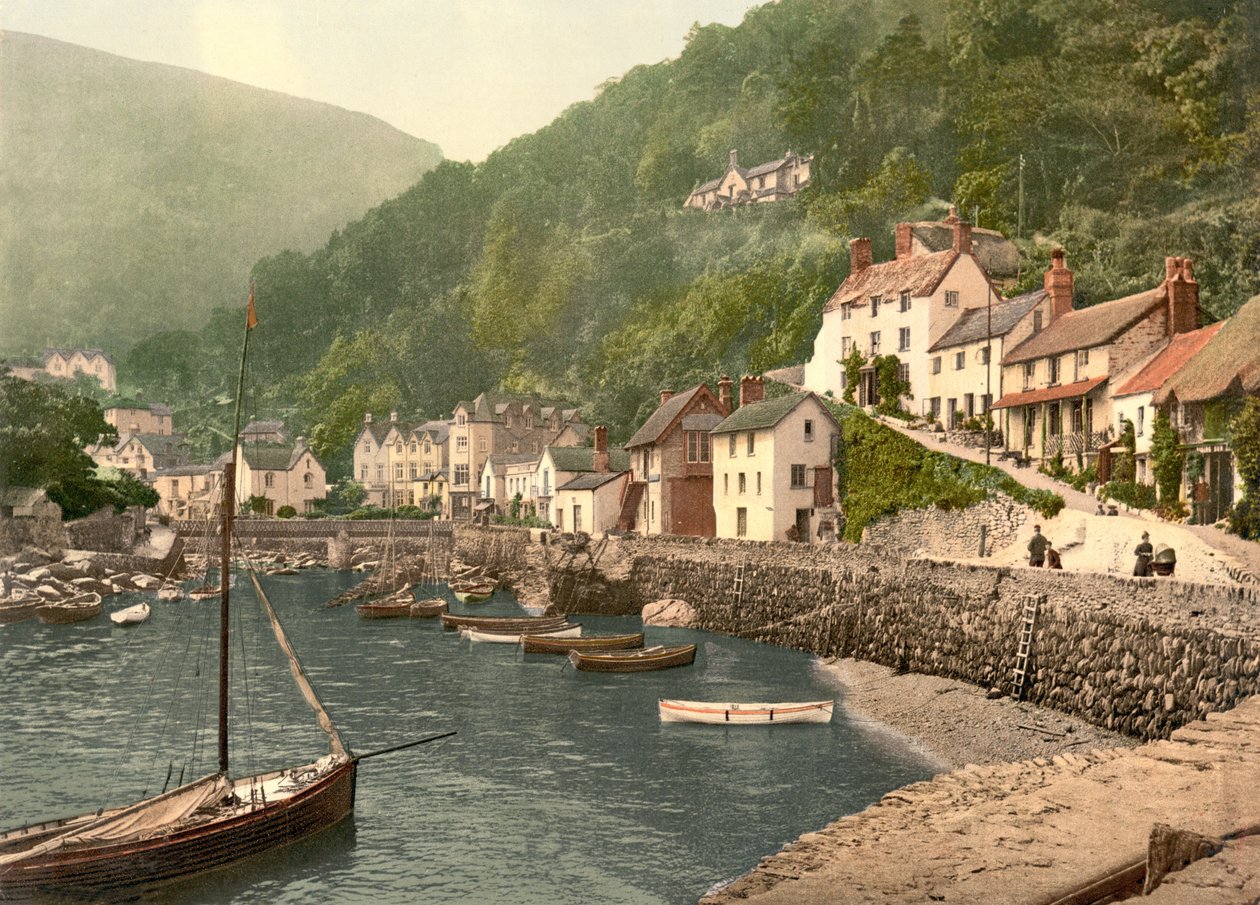 Lynmouth Harbour (kézzel színezett fotó) alkotó: English School