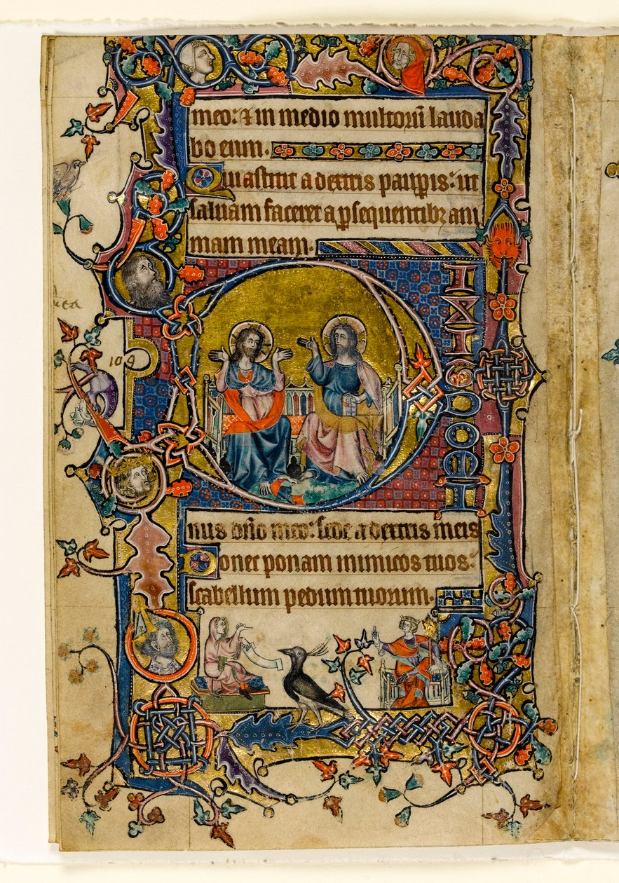MS 1-2005, fol. 161v: Az Atya és Fiú, történetírás kezdete a Macclesfield Zsoltárból, Use of Sarum, East Anglia, 1330 körül alkotó: English School