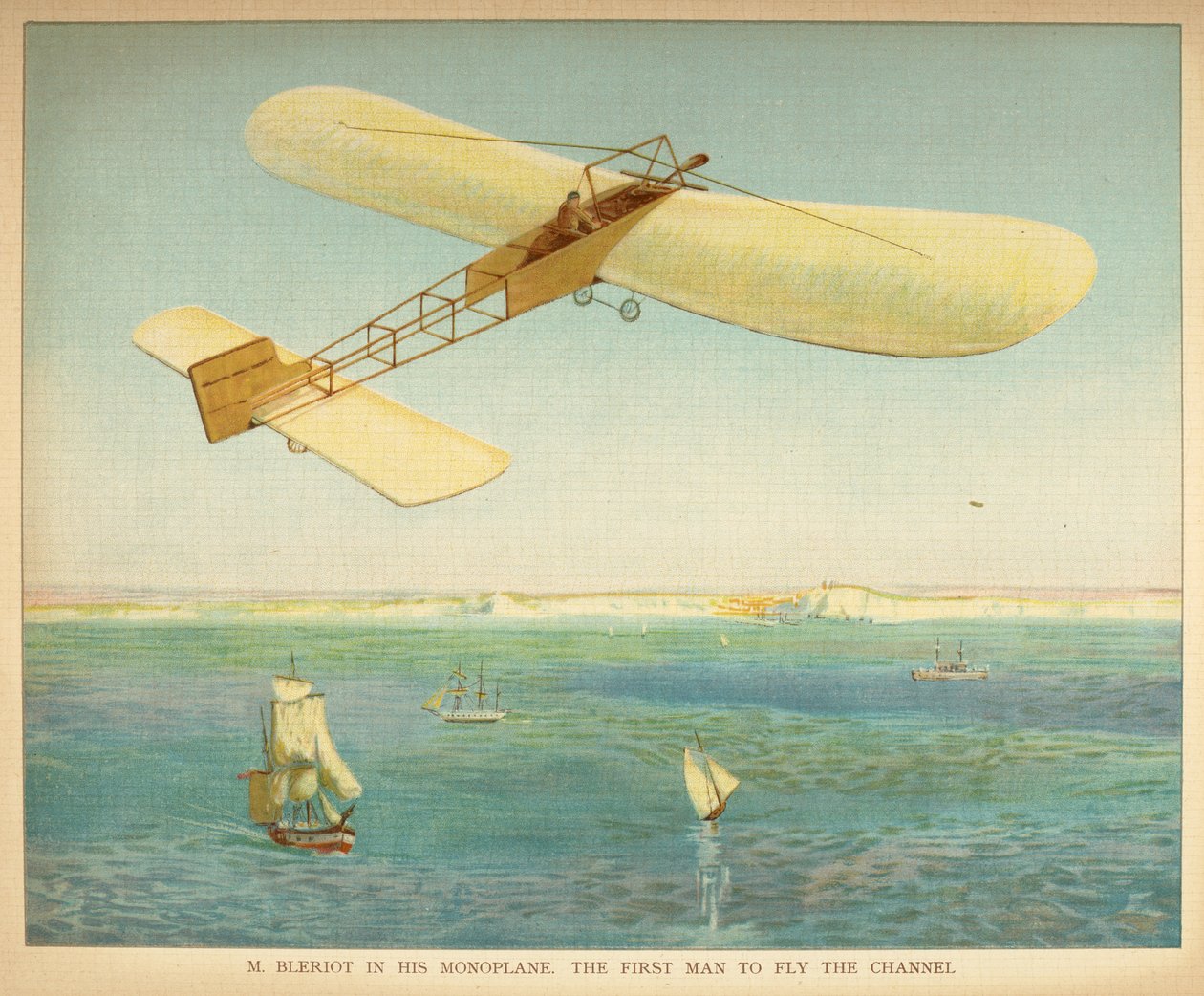 M. Bleriot a monoplánjában. Az első ember, aki repül a csatornán. Kisemberek könyve a léghajókról. London: Ernest Nister, [1912] alkotó: English School