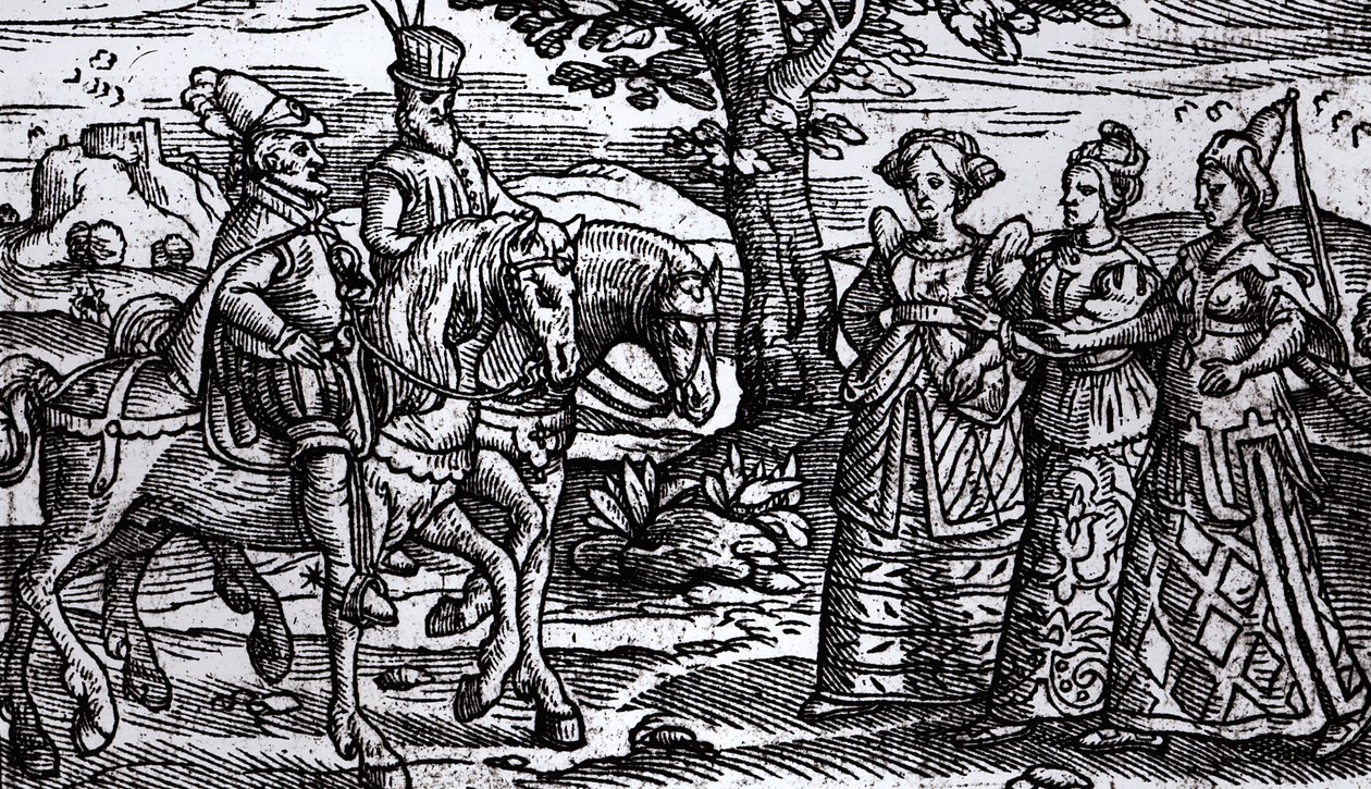 Macbeth, Banquo és a három boszorkány, The Historie of Scotlande, 1577, alkotó: English School