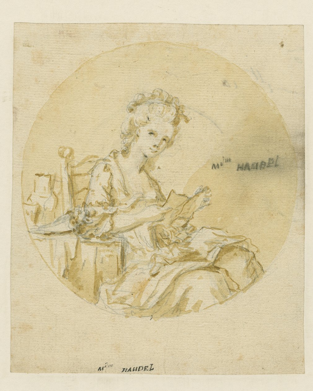 Madame Händel, 19. század közepe (toll és tinta és mosás papíron) alkotó: English School