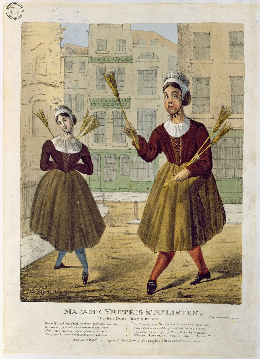 Madame Vestris és Mr. Liston a Duettjükben: Buy a Broom, pub. Írta: Ingrey & Madeley, 1826 alkotó: English School