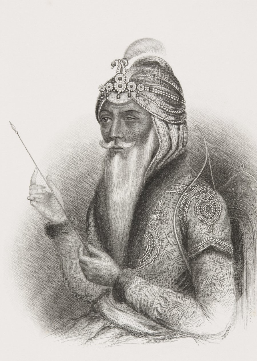Maharaja Ranjit Singh, a "Történelmi portrék galériájából", megjelent 1880 körül alkotó: English School