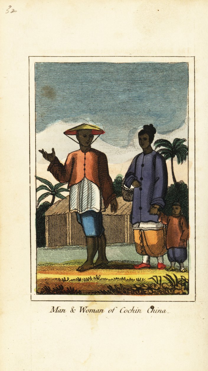 Férfi és nő Cochin Kínából (Vietnam) 1818 alkotó: English School
