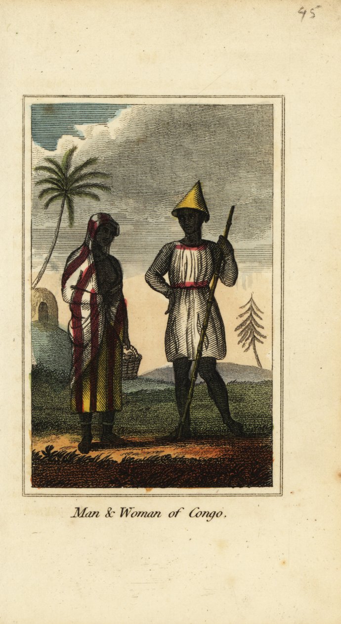 Férfi és nő Kongóból vagy Alsó-Guineából, Afrikából alkotó: English School