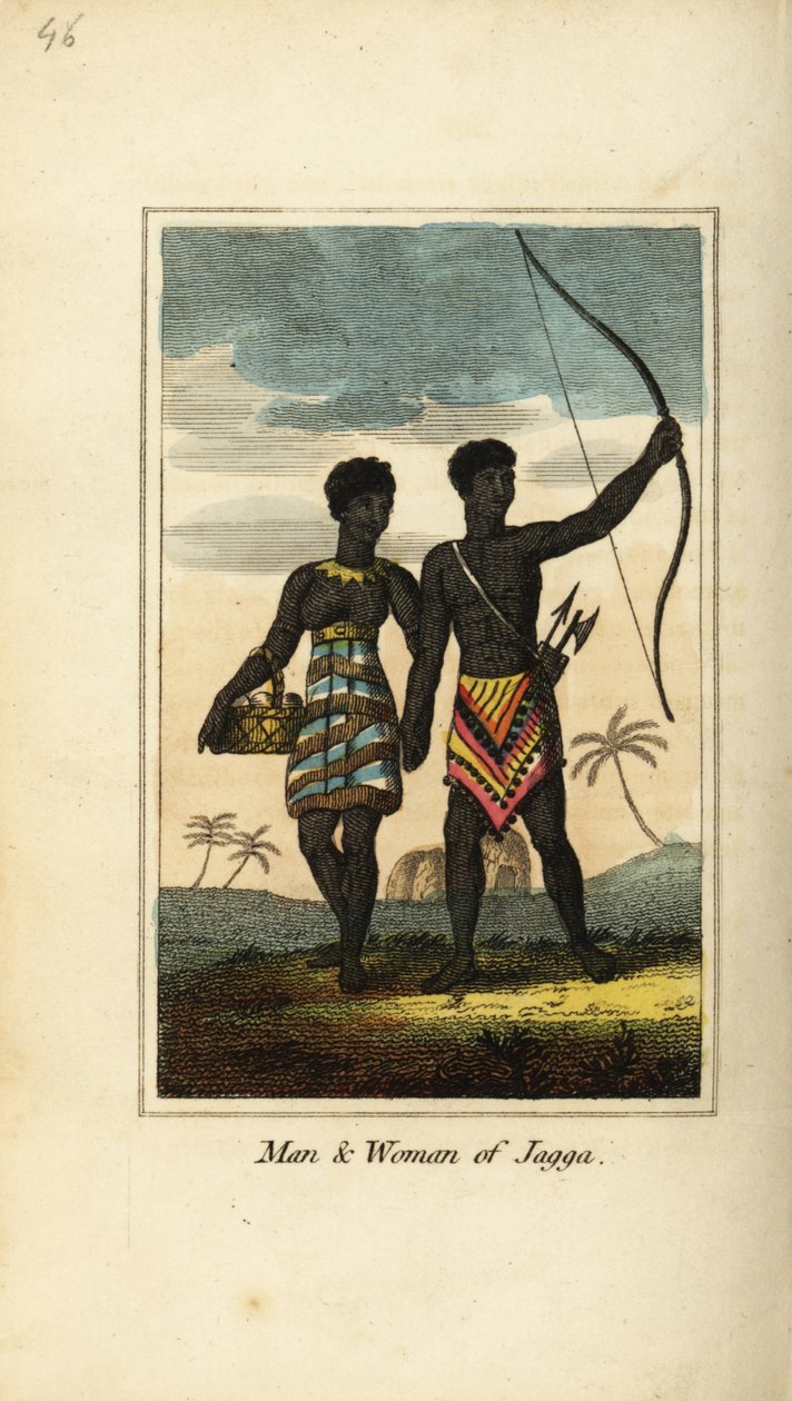 Jagga férfi és nő, Monoemugi és Caffraria királyságából, Afrikából alkotó: English School