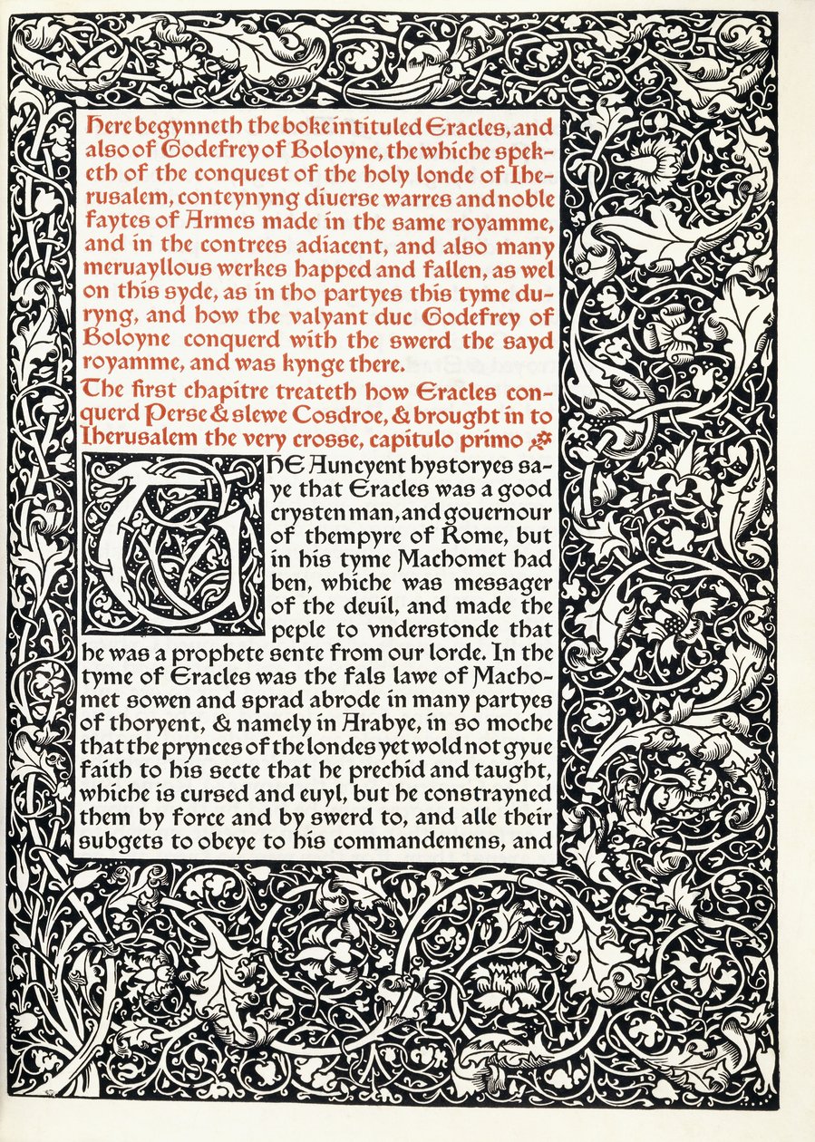 Kézirat történeti "G" kezdőbetűvel és teljes oldalszegéllyel, 1893 alkotó: English School