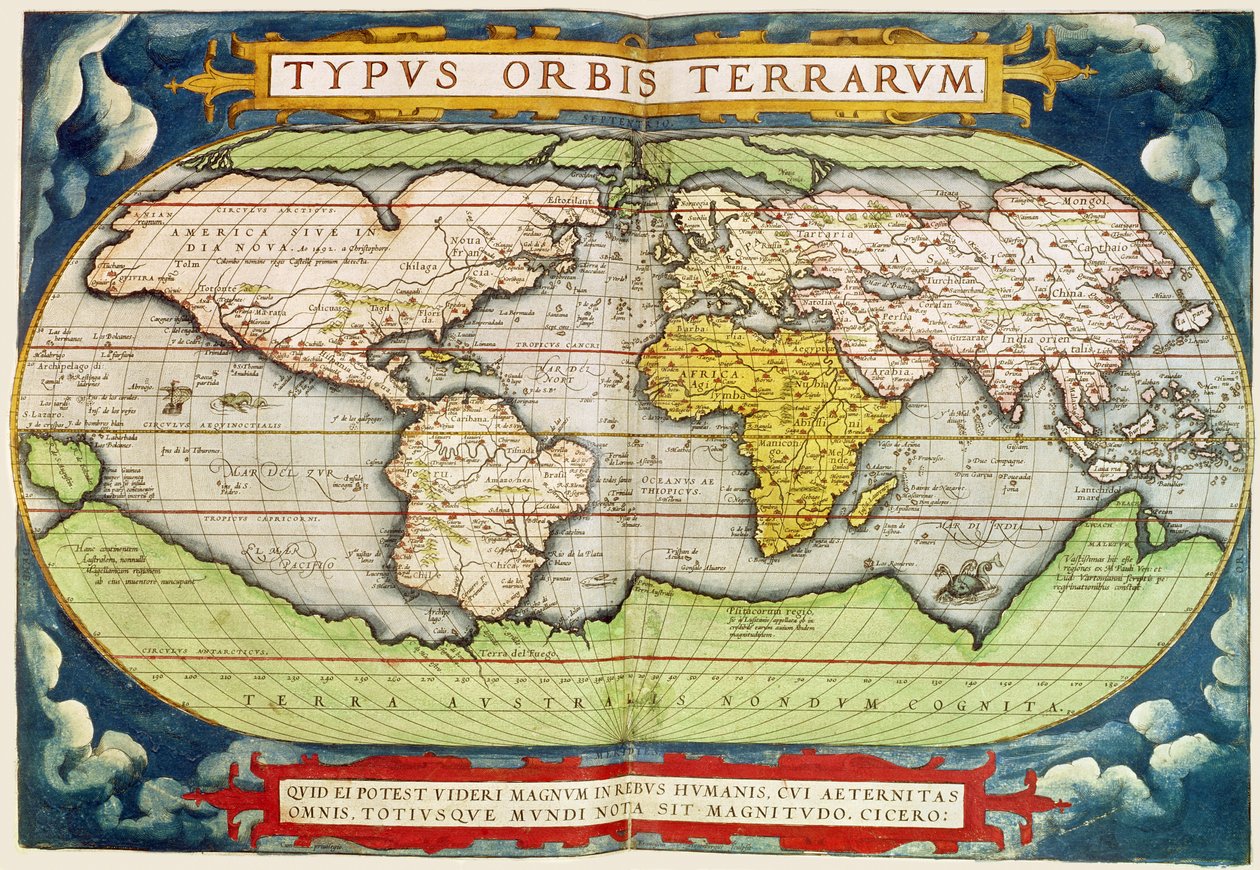Sir Francis Drake (kb. 1540-96) földgömb körülhajózását ábrázoló térkép, Frans Hogenburg (1535-90) metszetében alkotó: English School