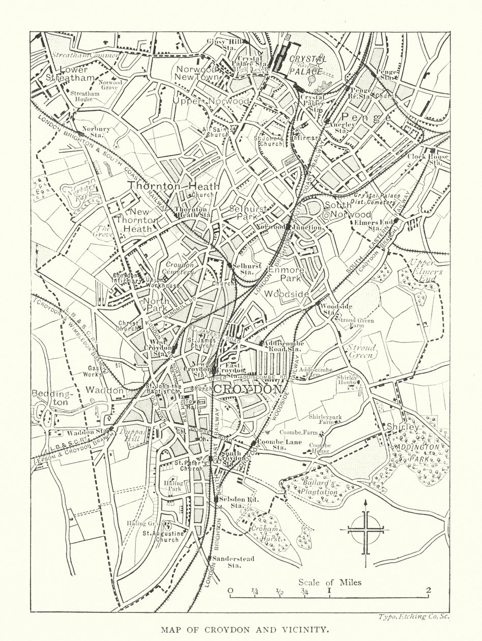 Croydon és környéke térképe (metszet) alkotó: English School
