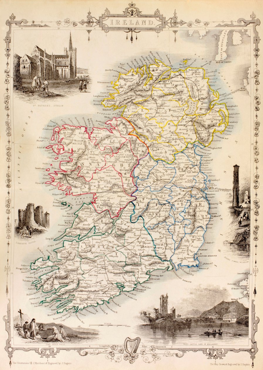 Írország térképe Thomas Wright „The History of Ireland” című könyvéből, 1854 körül alkotó: English School