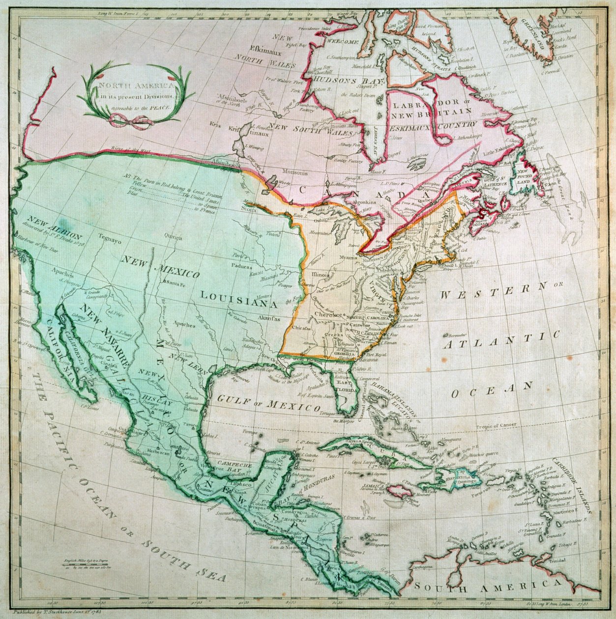 Észak-Amerika térképe, T. Stackhouse, 1783 alkotó: English School